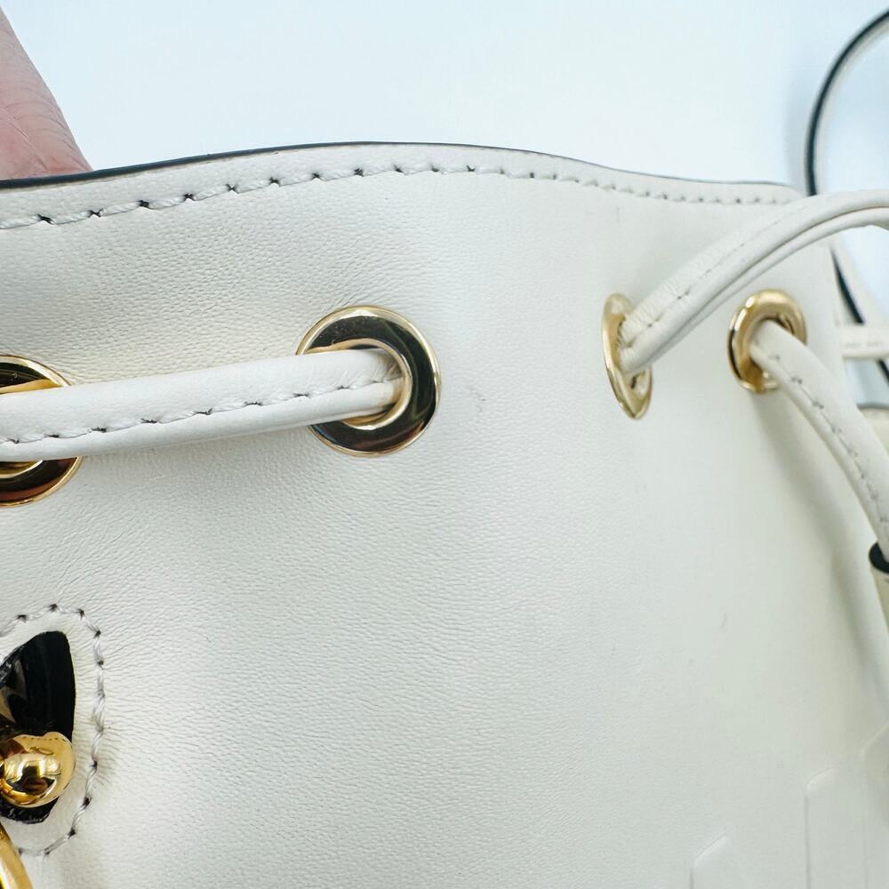 Fendi Ivory Cream Leather Mon Tresor Whipstitch Woven Neut Mini Bucket Bag‎ GHW - Picture 9 of 16